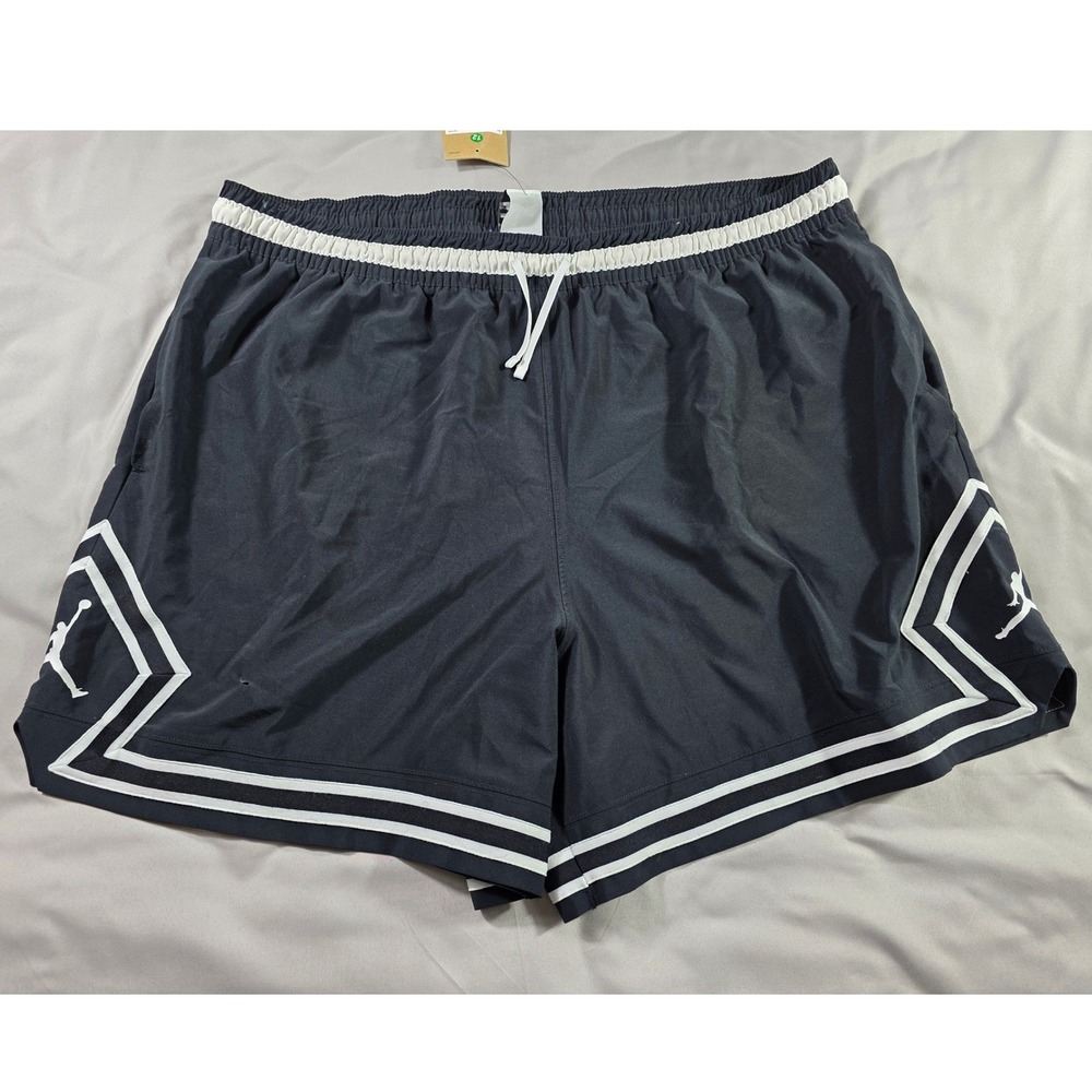 Jordan Dri-FIT Woven Diamond Basketball Shorts Mens 3XL Black White NEW w/ Flaw
